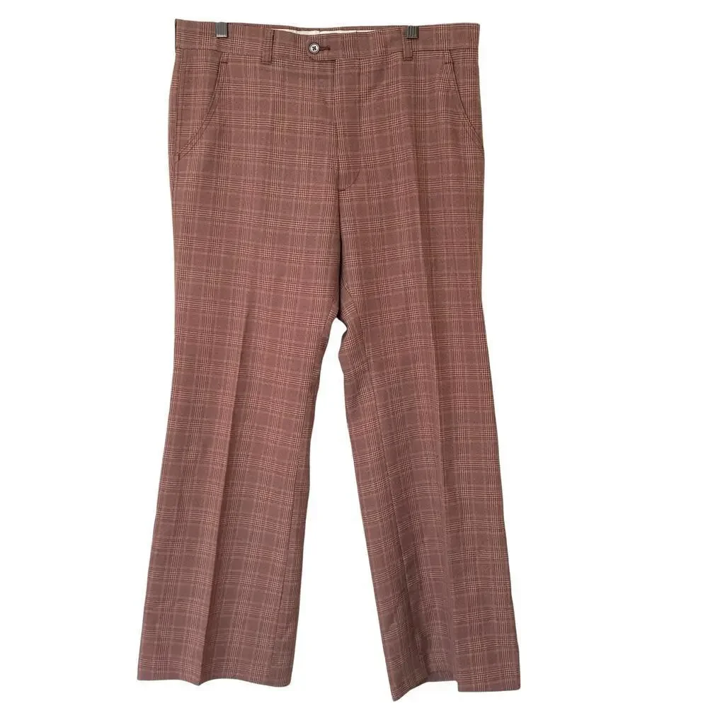 LEVI'S Vintage 70's Panatela Plaid Flare Bell Bottom Retro Disco Pants, 35X30